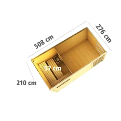 Saunahaus Hygge 38 mm 9 kW Bio Ofen externe Strg Klarglas-Tür terragrau^Karibu Outlet
