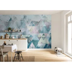 Vlies Fototapete Triangles Blue 400x250 cm^Komar Hot