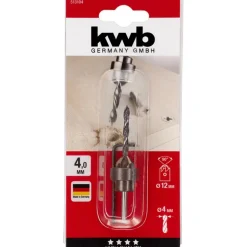 Holzspiralbohrer-Set mit Aufstecksenker und Tiefenstop 3 teilig Durchmesser 4 mm*kwb