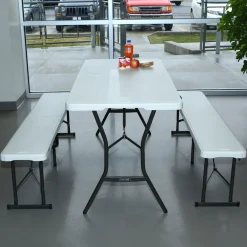 Bierzeltgarnitur 3-teilig 182x76x74 cm Weiß*Lifetime Clearance