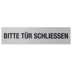 Hinweisschild Tür schließen Aluminium grau^Metafranc