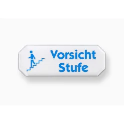 Hinweisschild Vorsicht Stufe Kunststoff weiß^Metafranc Best