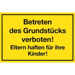 Verbotsschild Betreten verboten Kunststoff gelb*Metafranc Hot