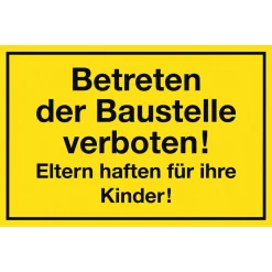 Verbotsschild Betreten verboten Kunststoff gelb^Metafranc New
