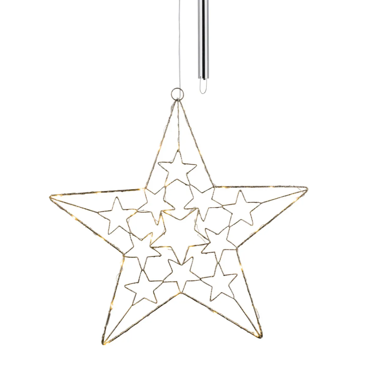 Metallstern 30 LEDs hängend batteriebetrieben AA gold 18 cm* Outlet