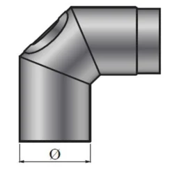 Rauchrohrbogen 90 Grad Ø120mm 2mm mit Tür 3-teilig grau^MyFireTool Online
