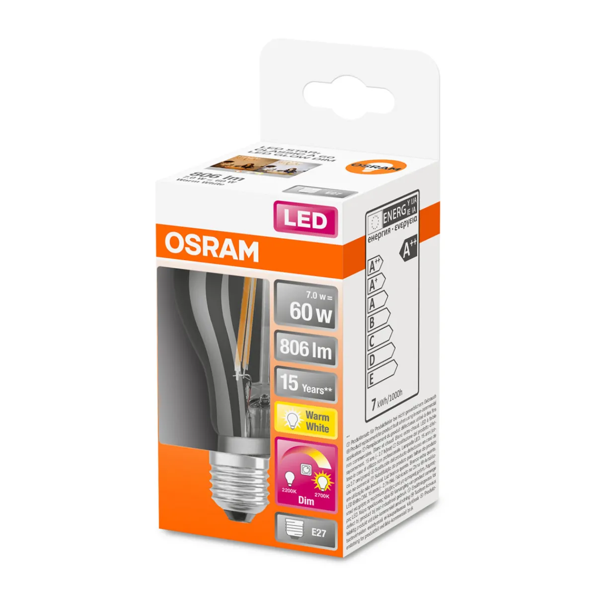 LED-Leuchtmittel E27 warmweiß 60W dimmbar*Osram