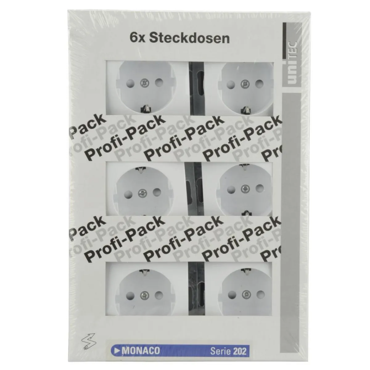 PROFI-PACK-SET Steckdosen Monaco ultraweiß 6 Stück Serie 202