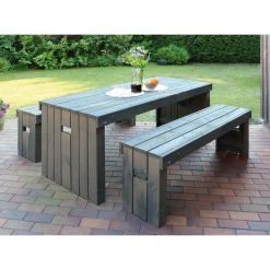 Holz-Garnitur Rotterdam grau*Promadino New