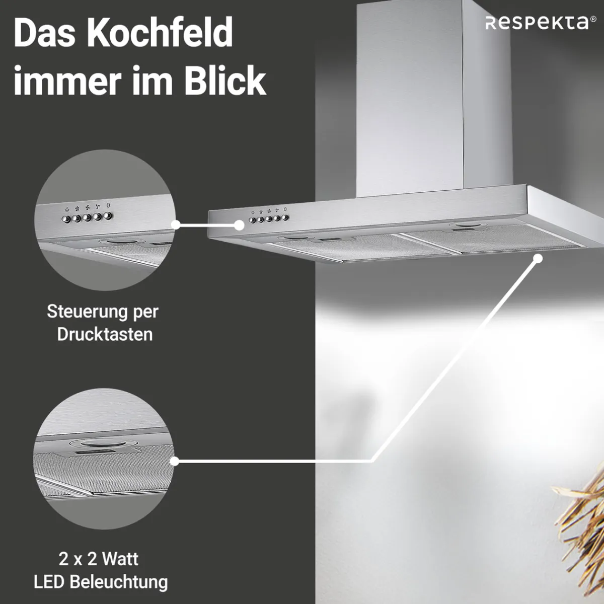 Blockhaube CH 22098IXB silber 60 cm*Respekta Online