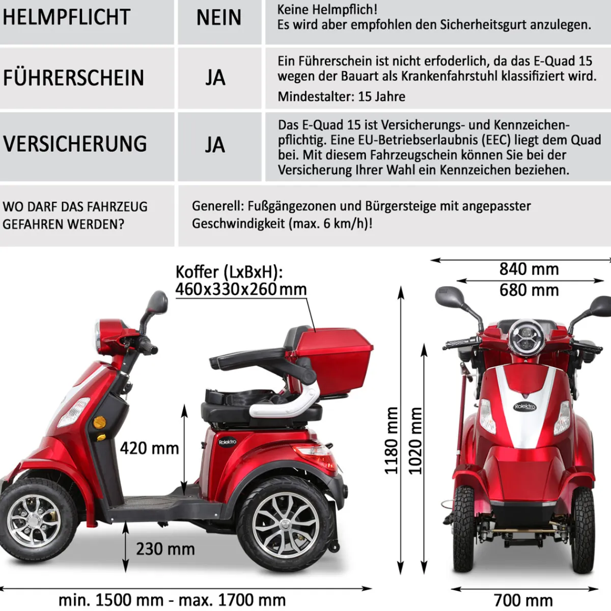 E-Quad „15“, 1000 W, Rot*Rolektro New