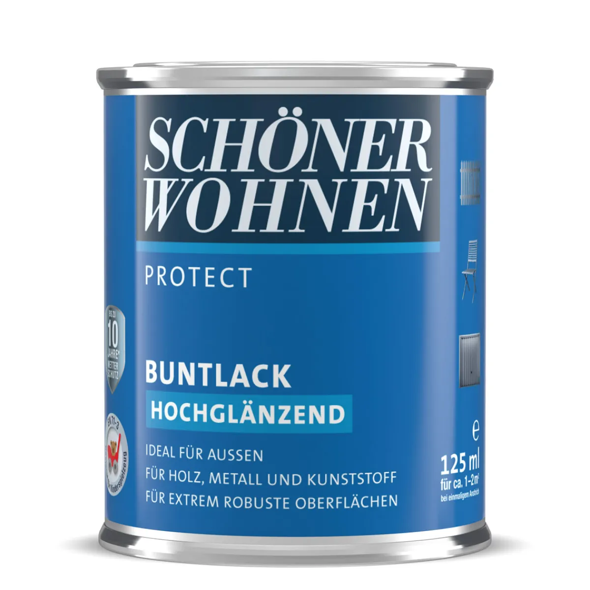 Buntlack Protect Cremeweiß hochglänzend 125 ml*Schöner Wohnen Farbe Hot