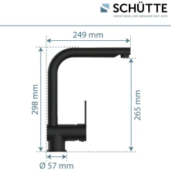 Schütte Spültischarmatur „London“ schwarz mit Geschirrbrause