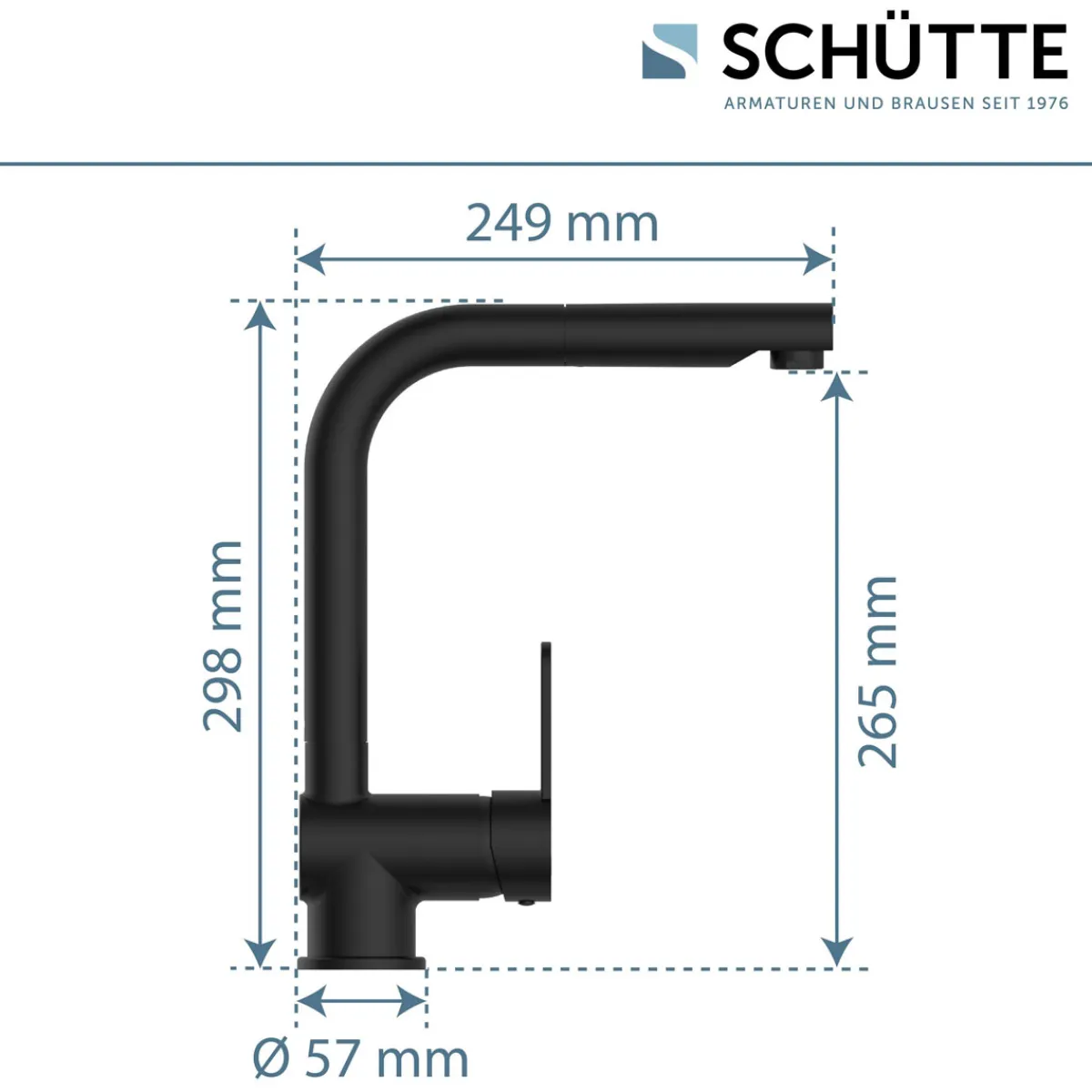 Schütte Spültischarmatur „London“ schwarz mit Geschirrbrause