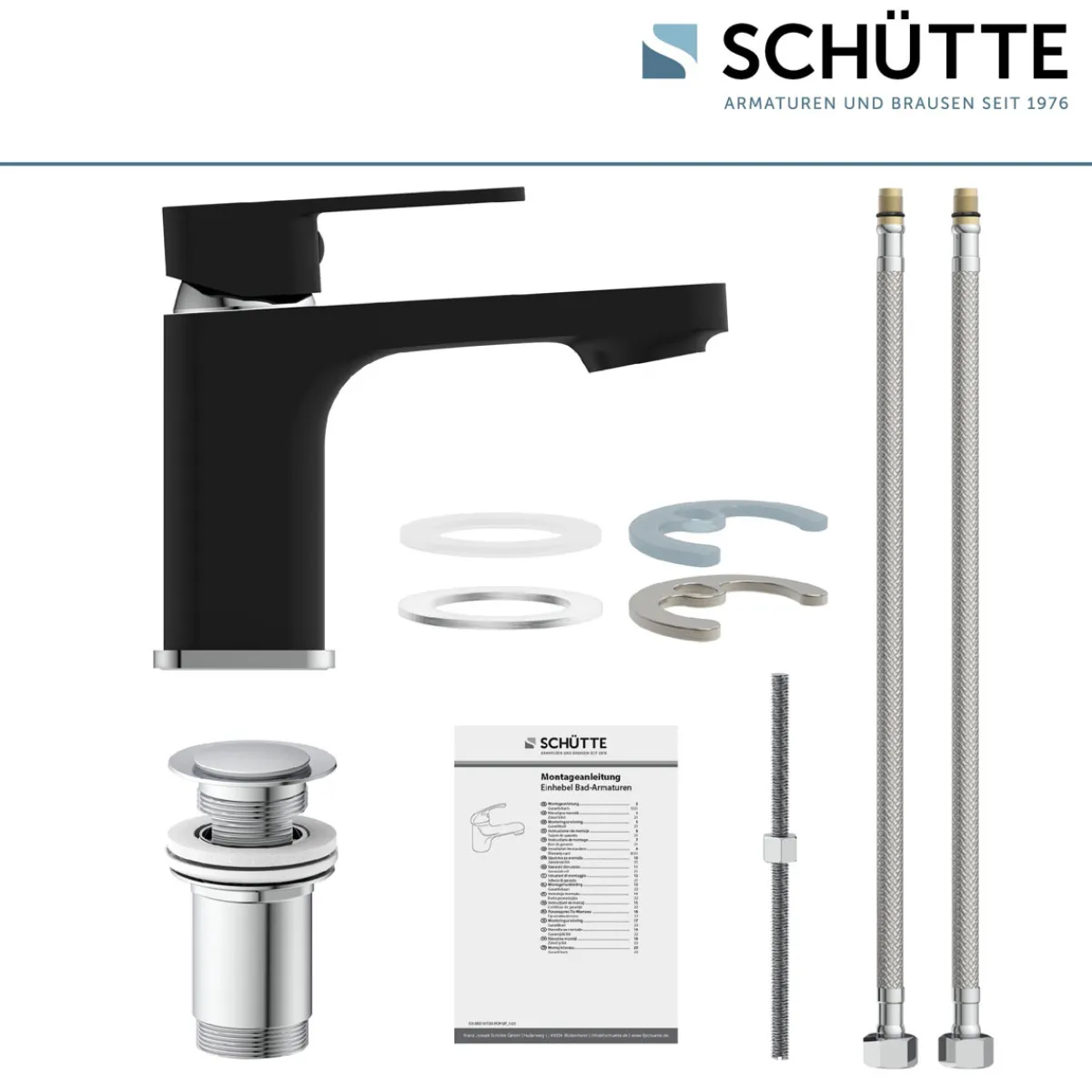 Waschtischarmatur „Madagaskar“ schwarz/chrom^Schütte