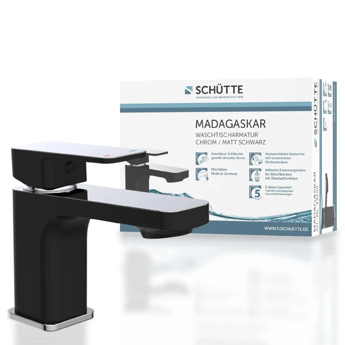 Waschtischarmatur „Madagaskar“ schwarz/chrom^Schütte