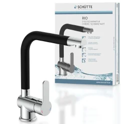 Schwenkbare Küchenarmatur Rio chrom schwarz matt^Schütte