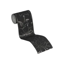 Selbstklebende-Borte Blume schwarz Glitter 5 m