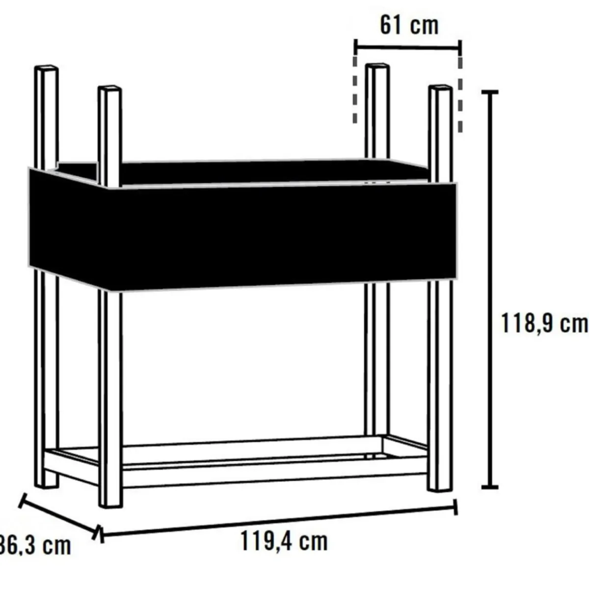 ShelterLogic Kaminholzregal Traglast 1.000 kg Inkl. Abdeckung 36,3x119,4x118,9cm
