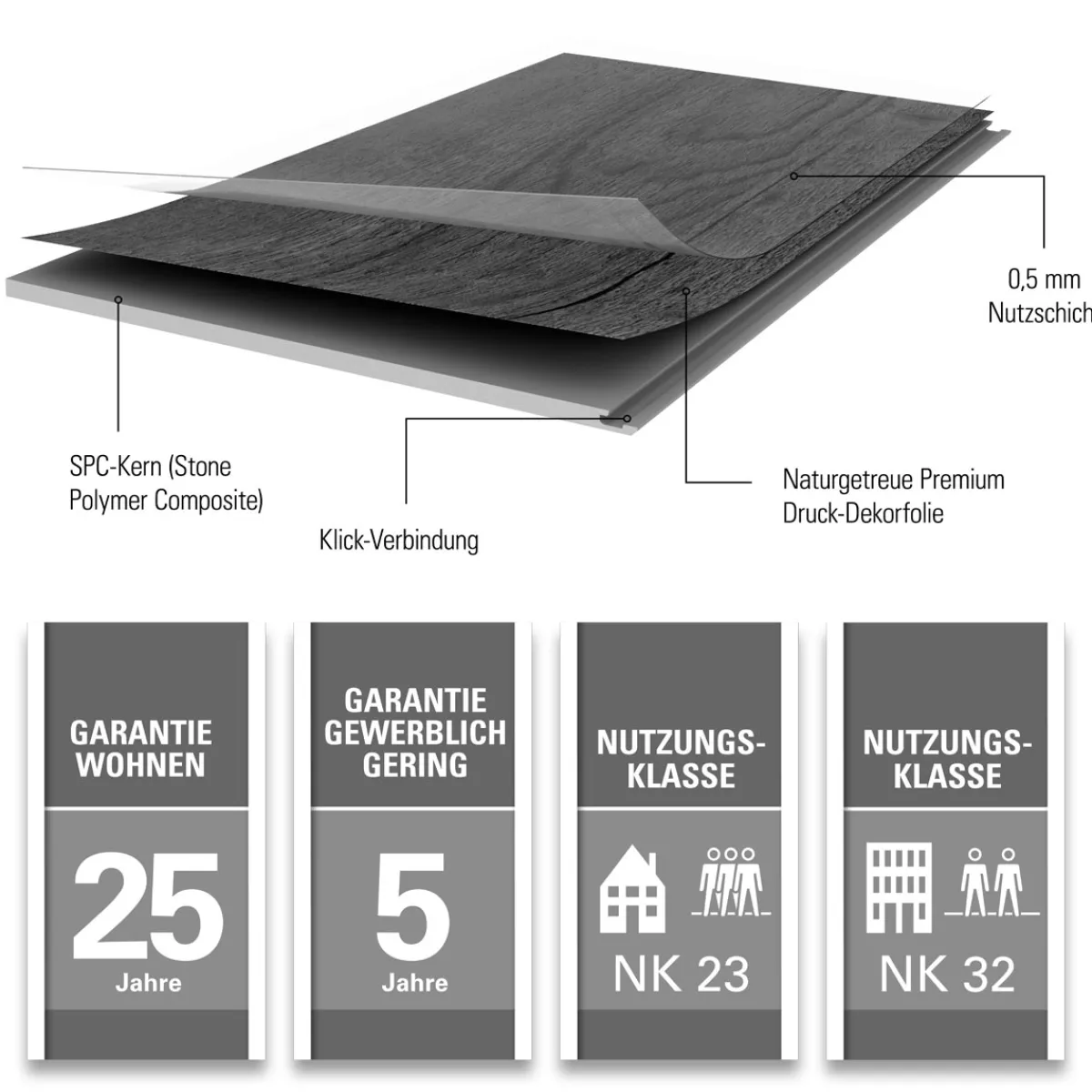 Specht Vinylboden Vinyl SPC Ambiente Fliese Paris 610 x 304,8 x 4,8 mm