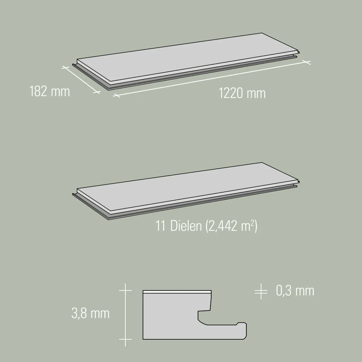Specht Vinylboden Vinyl SPC Classic Eiche Alberta 1220 x 182 x 3,8 mm