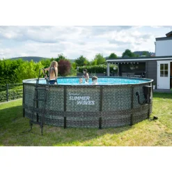 Elite Frame Pool 488x488x122cm Rattan Grau*Summer Waves Clearance