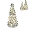 Tannenbaum mit LED & Timer 24cm Glas silber