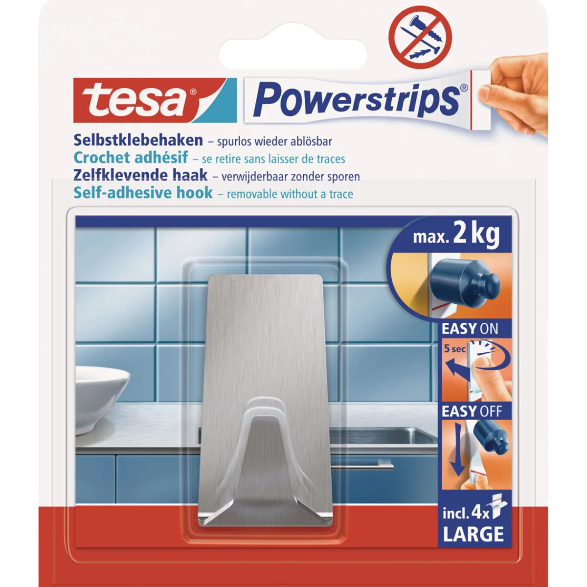 Haken Powerstrips Large Rechteckig Metall*Tesa Discount