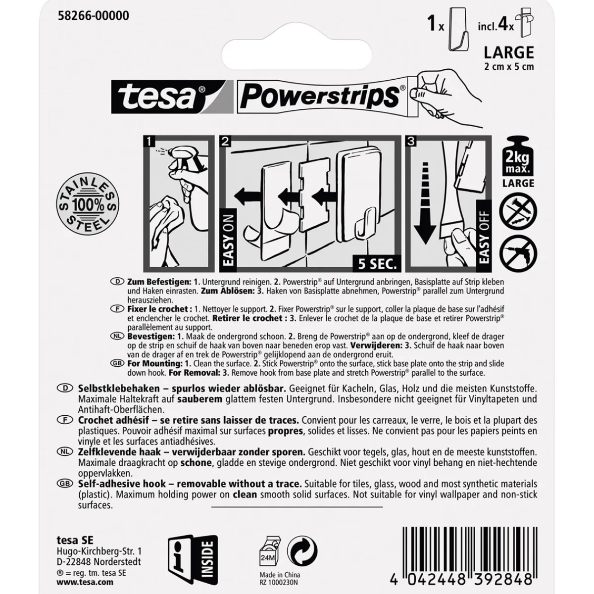 Haken Powerstrips Large Rechteckig Metall*Tesa Discount