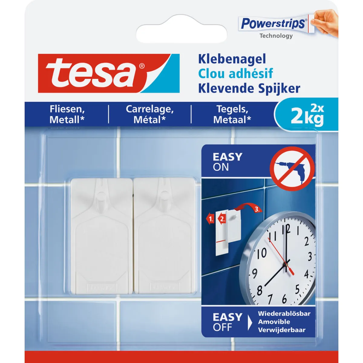 Klebenagel für Fliesen 2 Stück Traglast 2 x 2 Kg*Tesa Sale