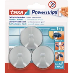 Powerstrips Haken Small rund chrom 3 Stück*Tesa Sale