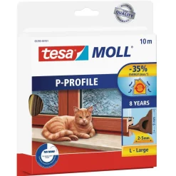 P-Profil-Gummi 10 m braun für Spalten von 2-5 mm^Tesa New