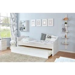 Kinder Ticaa Einzelbett Leni Kiefer weiß mit Zusatzbett 90 x 200 cm