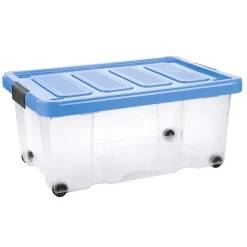 Unibox Puzzle 43 L mit Klickdeckel und Rädern transparent/hellblau*