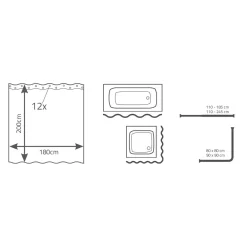 Duschvorhang Dots Folie 180 x 200 cm weiß*Valblue Outlet