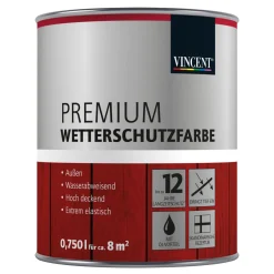Premium Wetterschutzfarbe Schwedenrot 0,75 L*Vincent