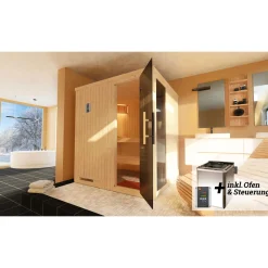 Weka Elementsauna Halmstad Größe 2 Sparset 7,5 kW BioS Massivholztuer