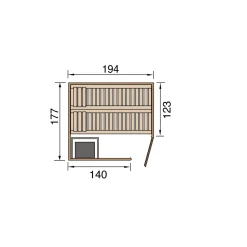 Elementsauna Varberg Größe 1 Sparset 7,5 kW Bio S Glastuer und Fenster^Weka