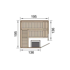 Massivholz-Elementsauna Kemi Eck Größe 2 Sparset 7,5 kW OS^Weka Clearance