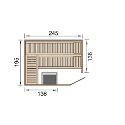 Premium Massivholz-Elementsauna Kemi Größe 2 Sparset 7,5 kW Bio S^Weka Hot