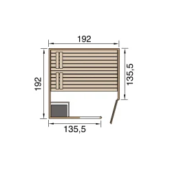 Premium Massivholz-Elementsauna Kemi Größe 2 Sparset 7,5 kW OS^Weka Hot