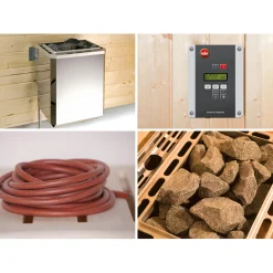 Premium Massivholz-Sauna Bergen Größe 3 Sparset 7,5 kW OS Glastuer*Weka Outlet