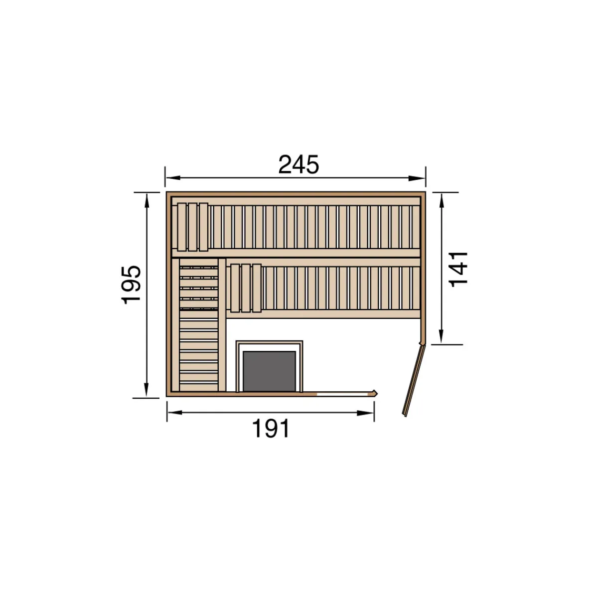 Weka Premium Massivholz-Sauna Turku Eck Größe 3 Sparset 7,5 kW Bio S Glastuer