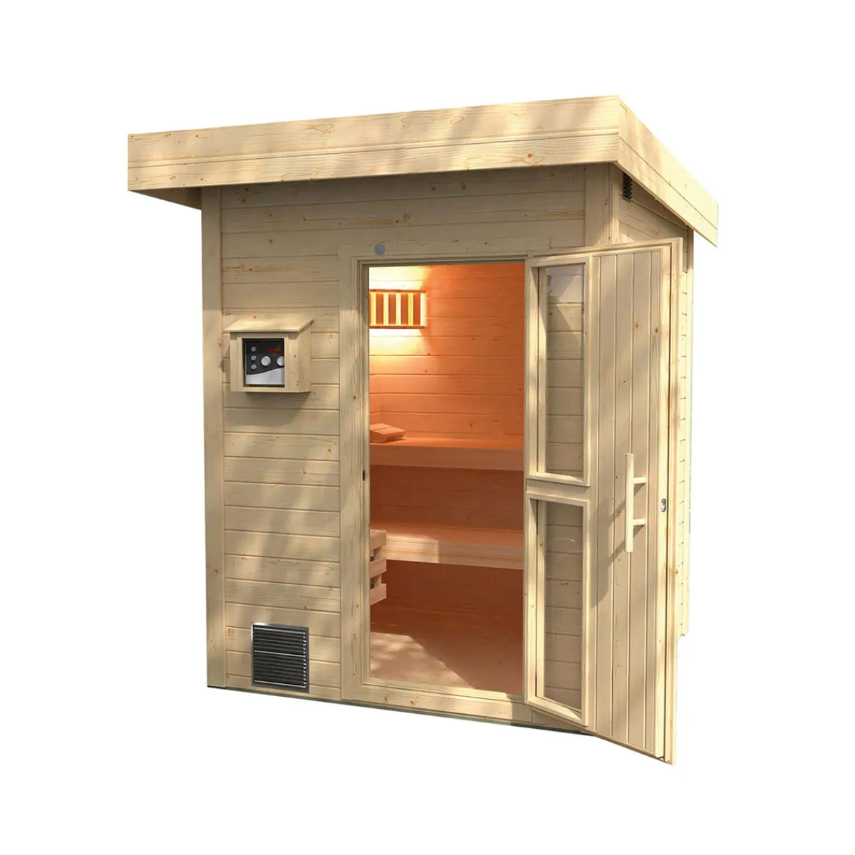 Premium Massivholz-Sauna Bergen Größe 3 Sparset 7,5 OS^Weka Clearance