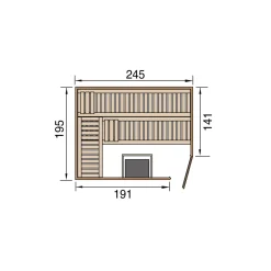 Premium Massivholz-Sauna Turku Größe 3 Sparset 7,5 kW OS Massivholztuer^Weka Best