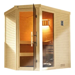 Premium Massivholz-Sauna TURKU Größe 2 Sparset 7,5 kW Bio S^Weka Best