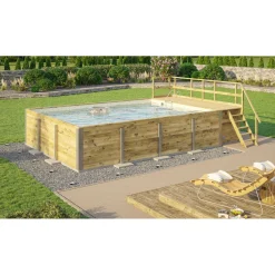 Weka Pool Rechteckig Größe 2 b 401,5 x 641,5 cm inkl Technikraum/Sonnendeck und FilteranlageFolie sand/mosaik