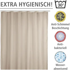 Anti-Schimmel Duschvorhang Uni Beige Textil Polyester 180 x 200 cm waschbar*Wenko New