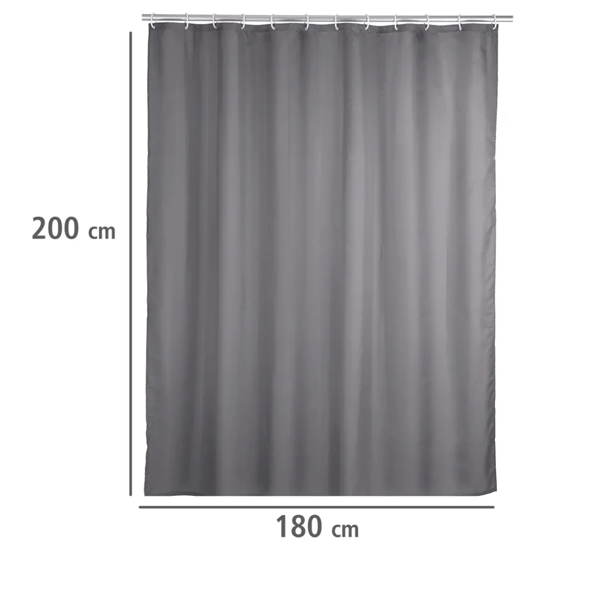 Anti-Schimmel Duschvorhang Uni Grey Textil Polyester 180 x 200 cm waschbar^Wenko Hot