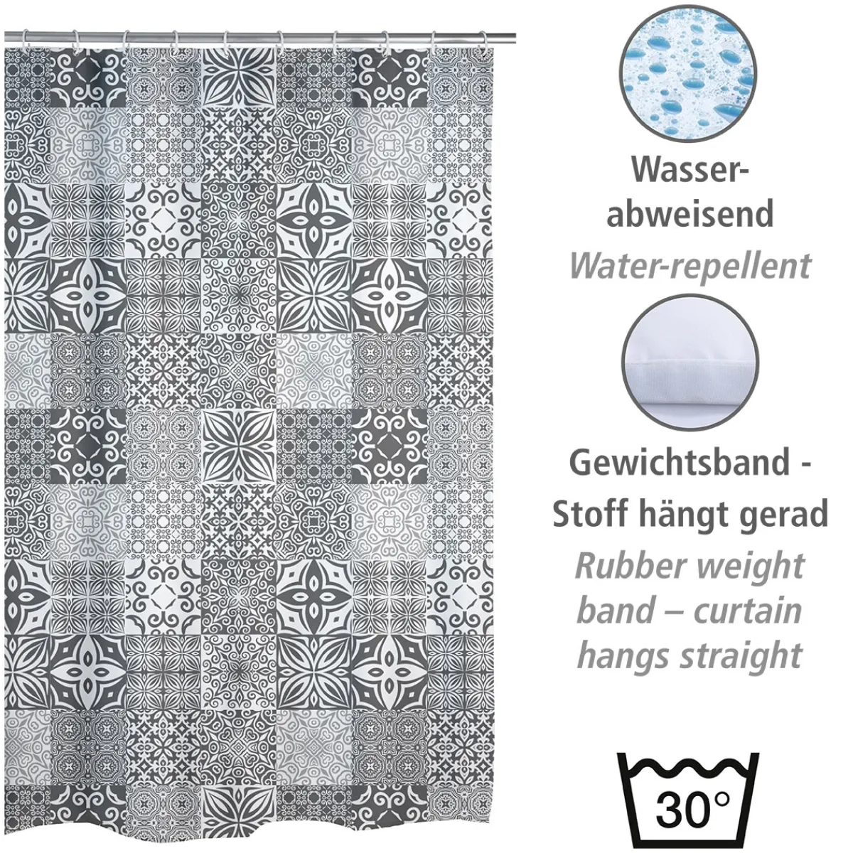 Duschvorhang Portugal Textil Polyester 180 x 200 cm waschbar^Wenko Best